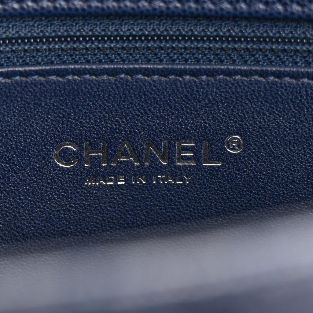 Caviar Lizard Quilted Large Coco Handle Flap Blue
