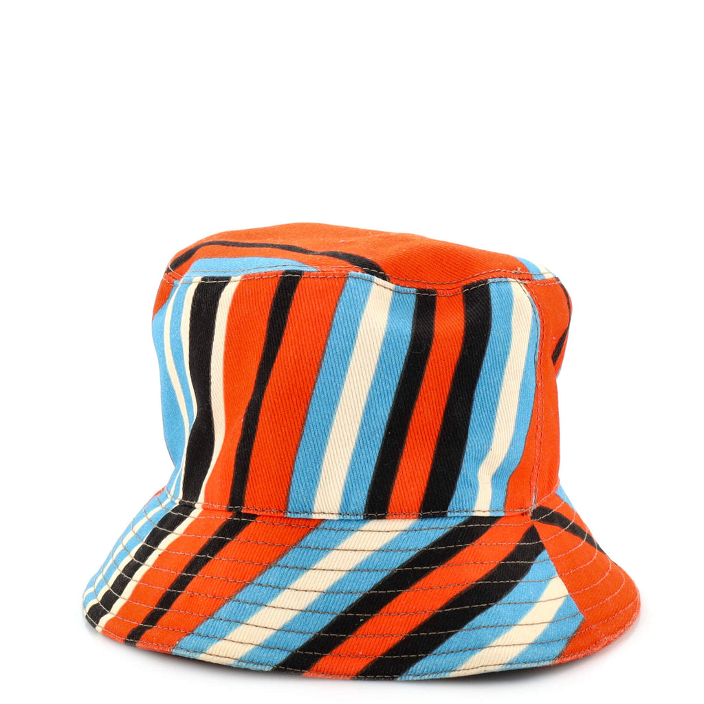 Triangle Logo Bucket Hat Striped Canvas