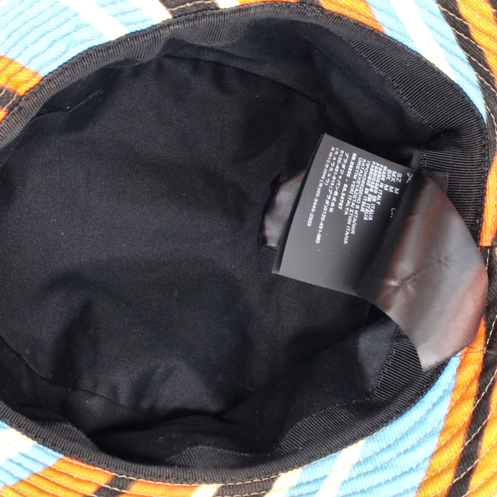 Triangle Logo Bucket Hat Striped Canvas