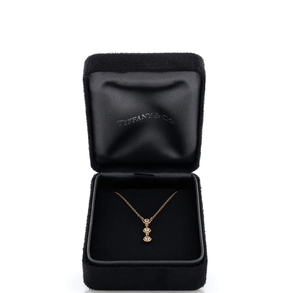 Elsa Peretti Diamonds By The Yard Pendant Necklace 18k Rose Gold with 3 Diamonds