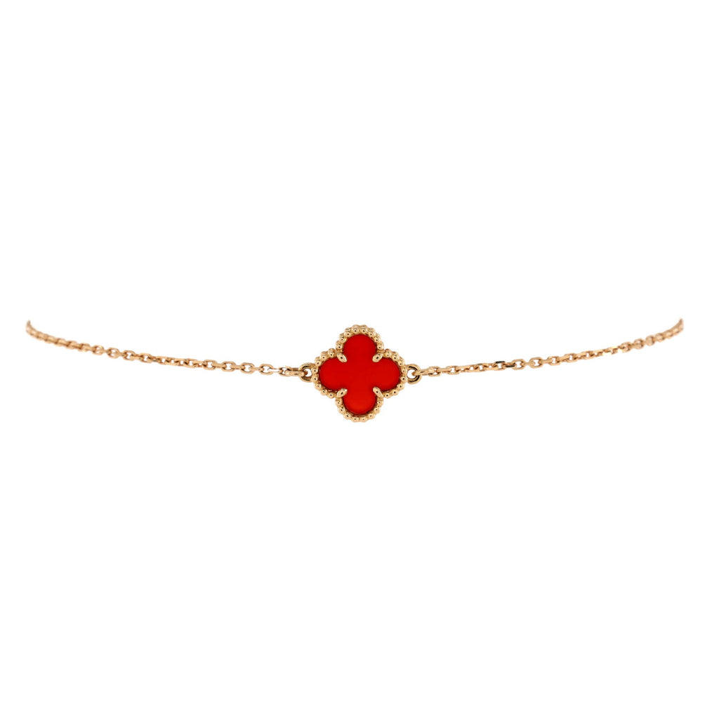 Sweet Alhambra Bracelet 18K Rose Gold and Carnelian