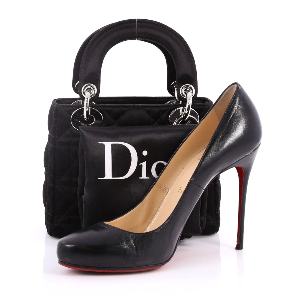 Lady Dior Handbag Cannage Quilt Satin Mini