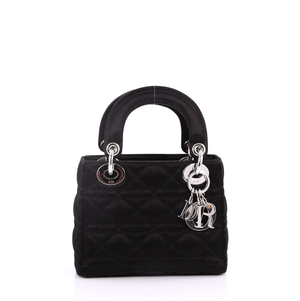 Lady Dior Handbag Cannage Quilt Satin Mini