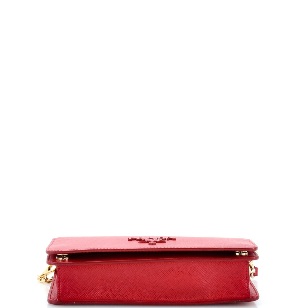 Monochrome Wristlet Wallet on Chain Saffiano Leather Mini