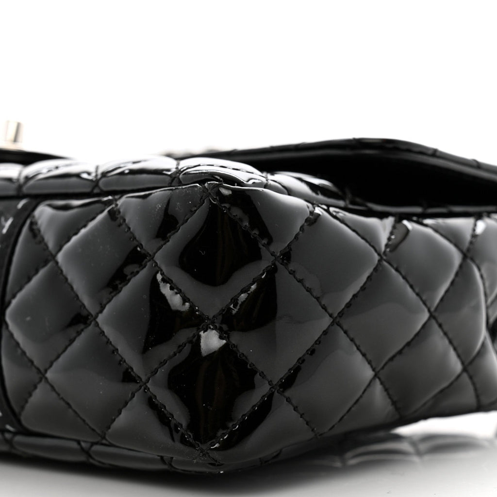 Patent Quilted Secret Label Medium Flap Black
