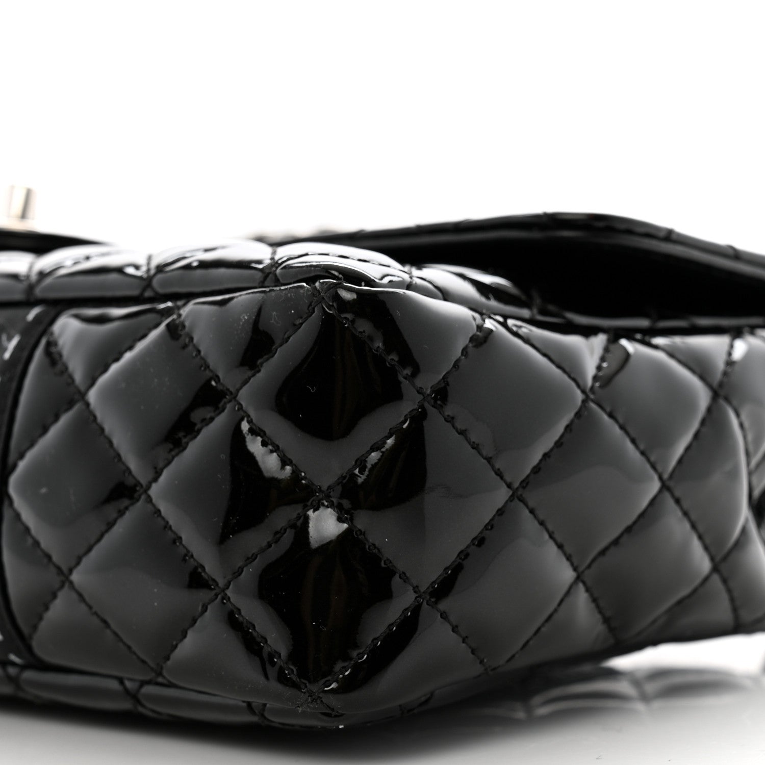 Patent Quilted Secret Label Medium Flap Black