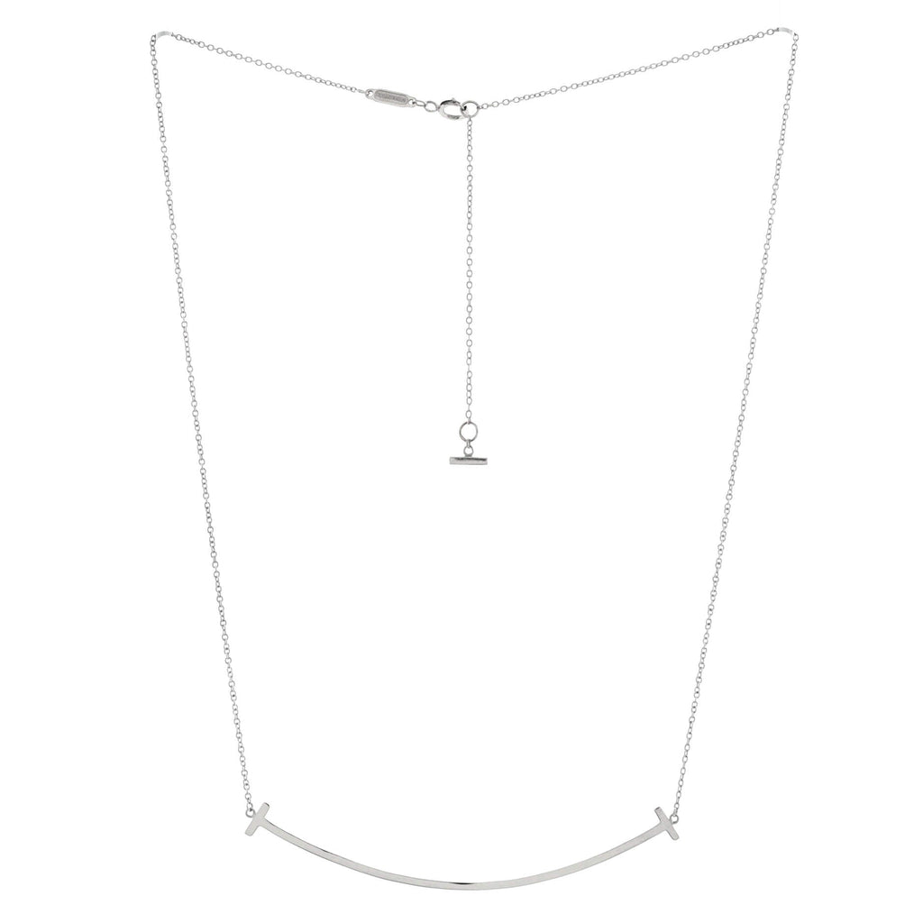 T Smile Pendant Necklace 18K White Gold Large