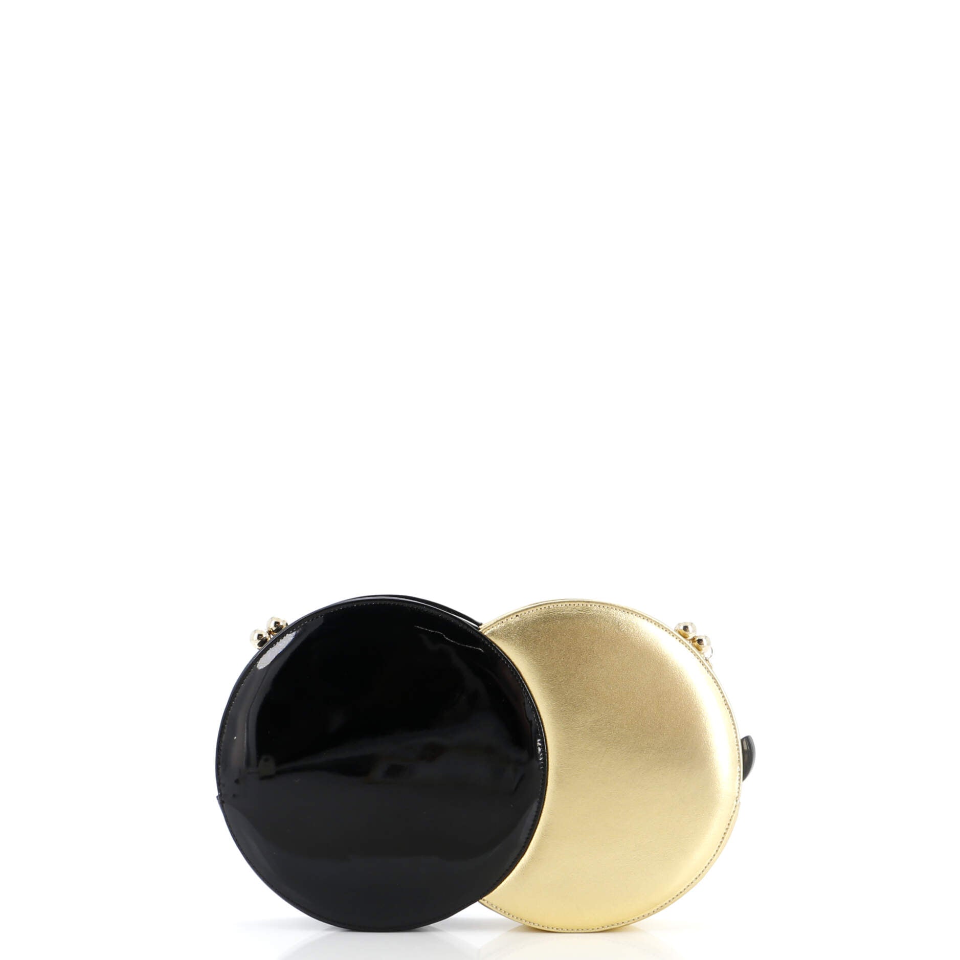 Kisslock Double Circle Clutch Lambskin with Patent