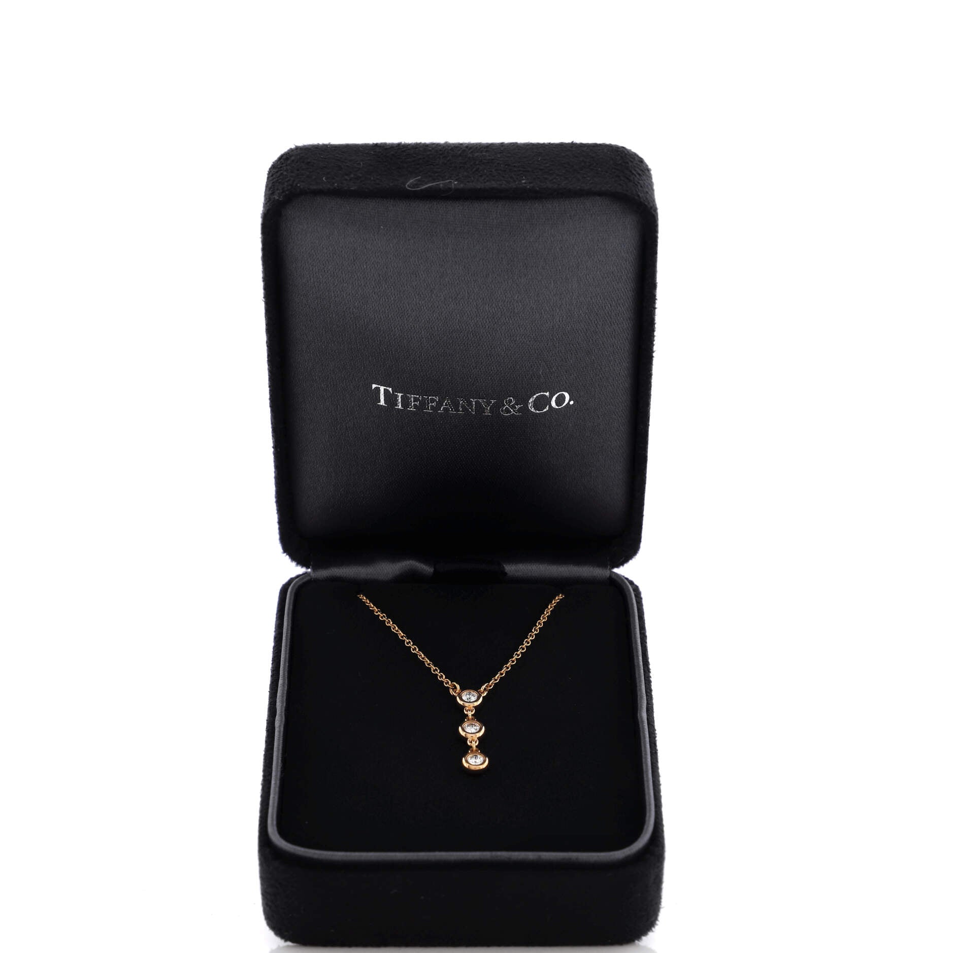 Elsa Peretti Diamonds By The Yard Drop Pendant Necklace 18K Rose Gold and Diamonds