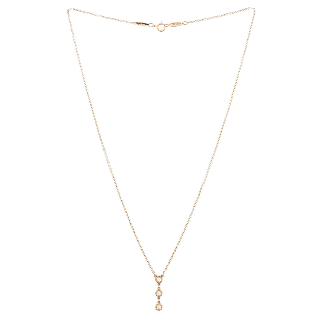 Elsa Peretti Diamonds By The Yard Drop Pendant Necklace 18K Rose Gold and Diamonds