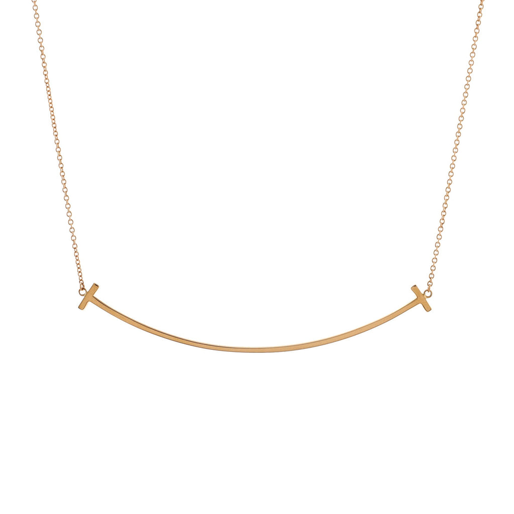 T Smile Pendant Necklace 18K Rose Gold Large