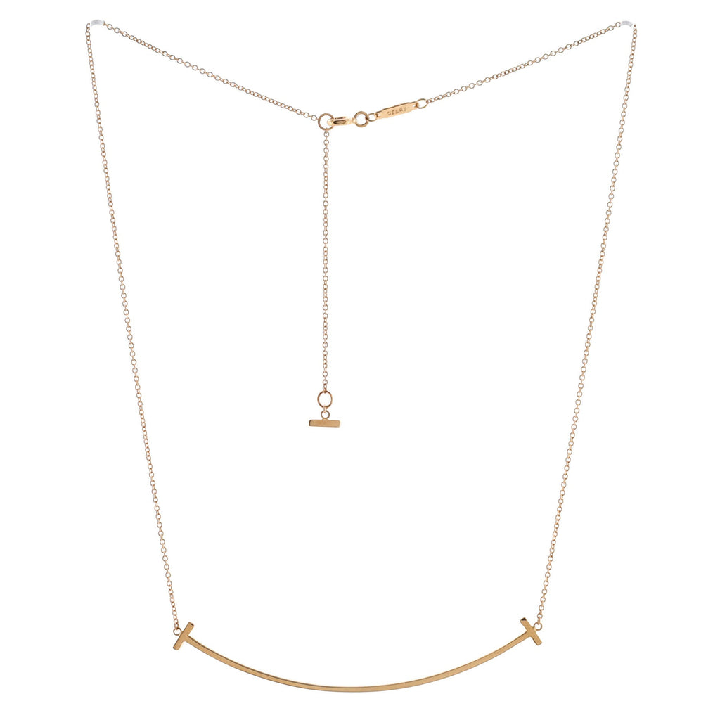 T Smile Pendant Necklace 18K Rose Gold Large