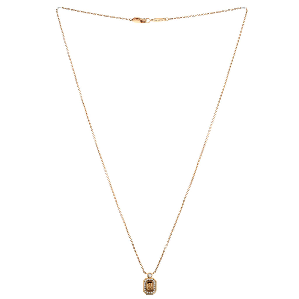 HW Logo Pendant Necklace 18K Rose Gold with Diamonds