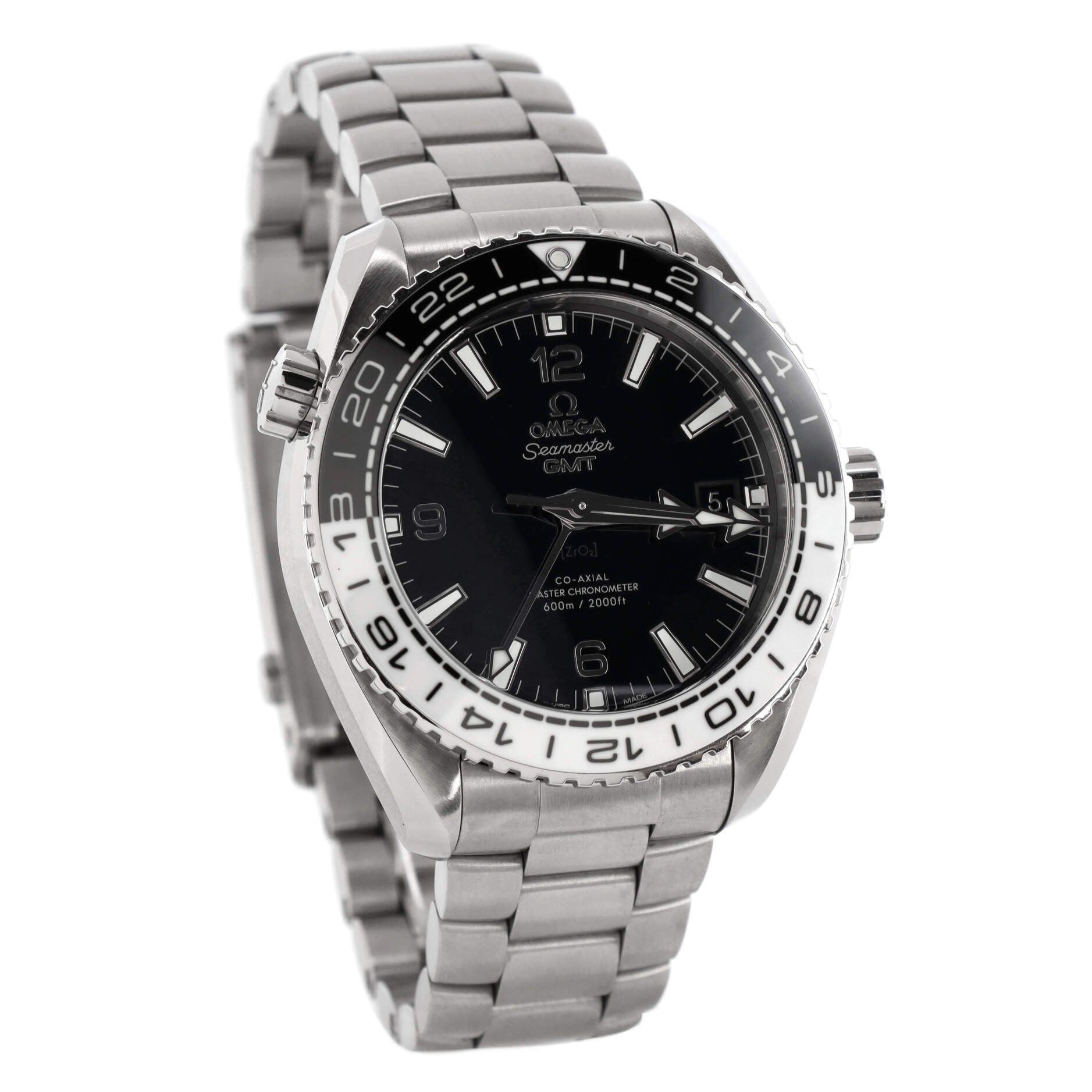 Seamaster Planet Ocean 600M Co-Axial Chronometer GMT Oreo Automatic Watch Stainless Steel 43
