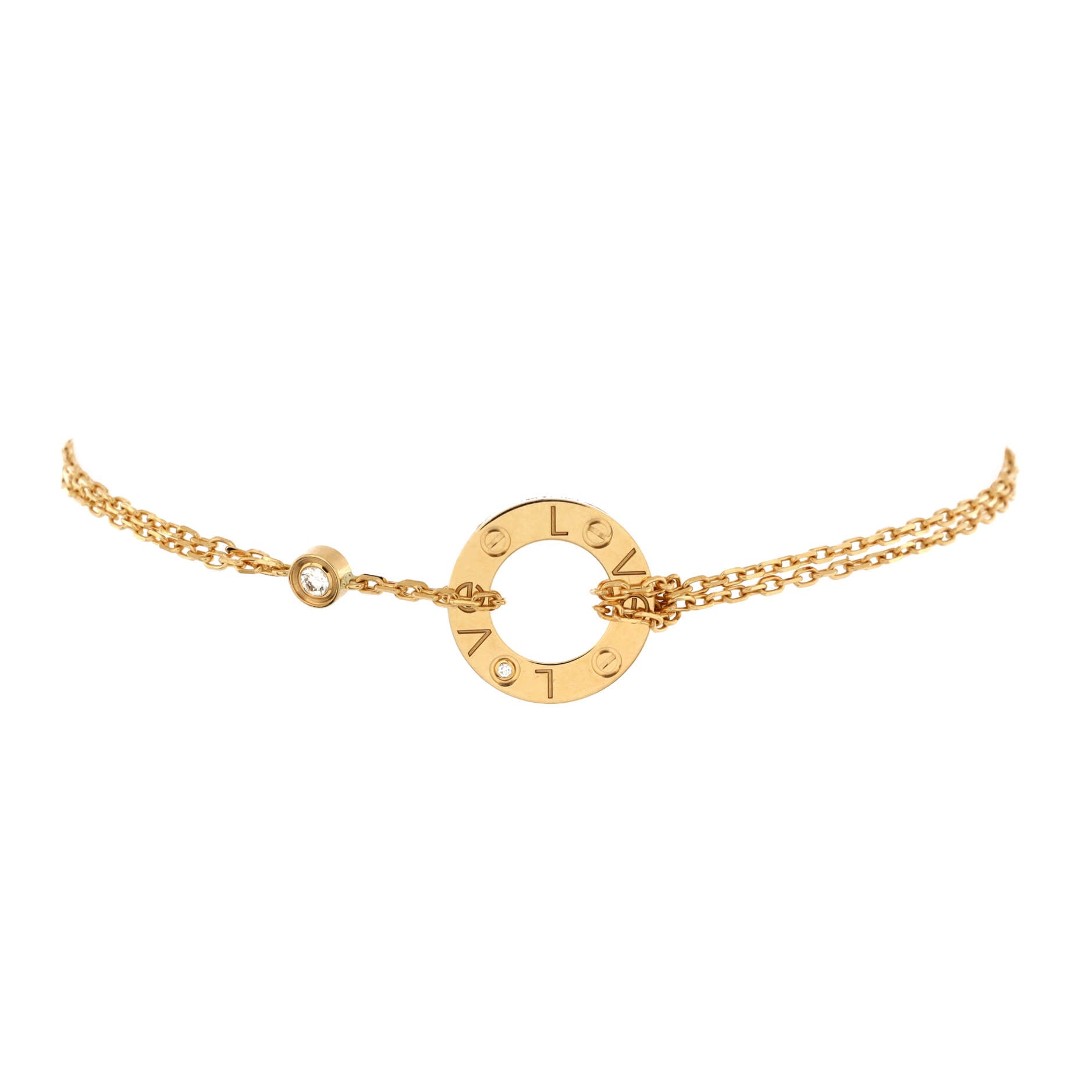 2 Diamonds Love Bracelet 18K Yellow Gold with Diamonds