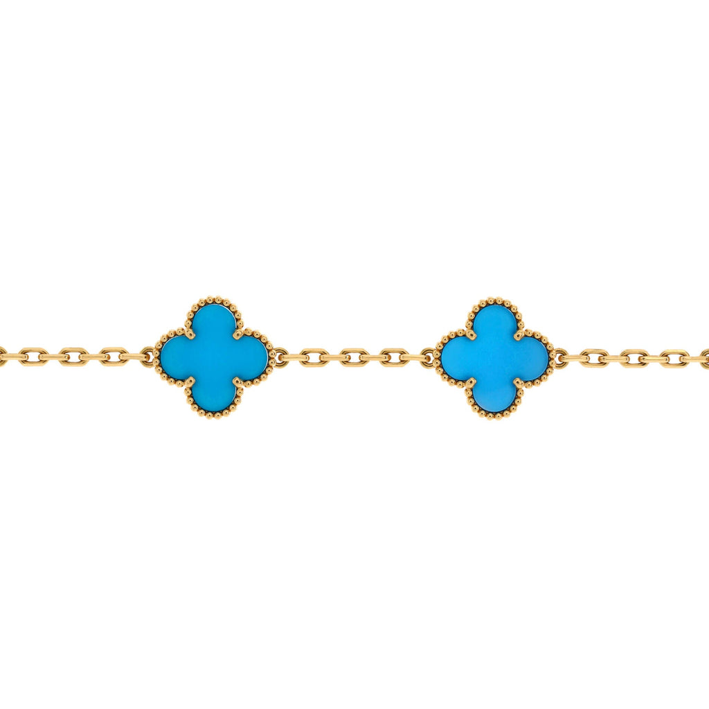 Vintage Alhambra 5 Motifs Bracelet 18K Yellow Gold and Agate