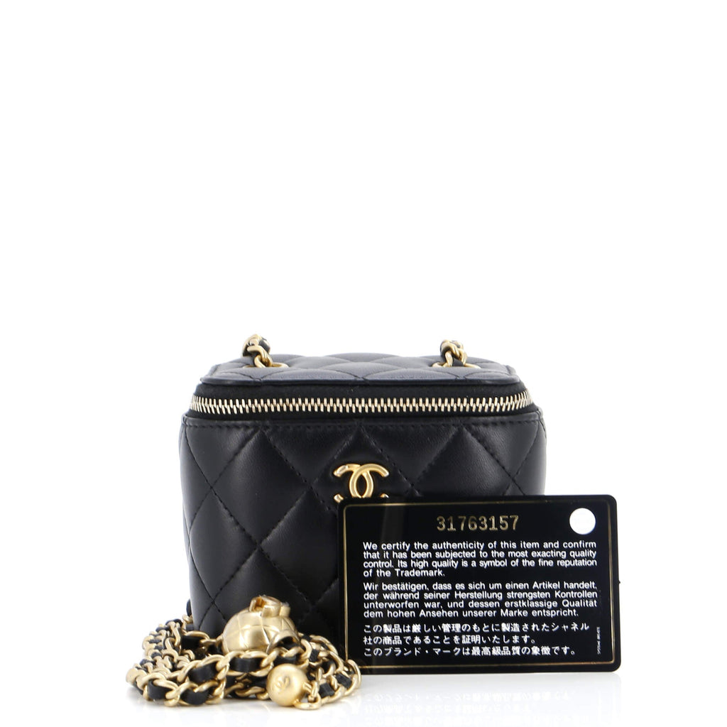 Pearl Crush Vanity Case with Chain Quilted Lambskin Mini