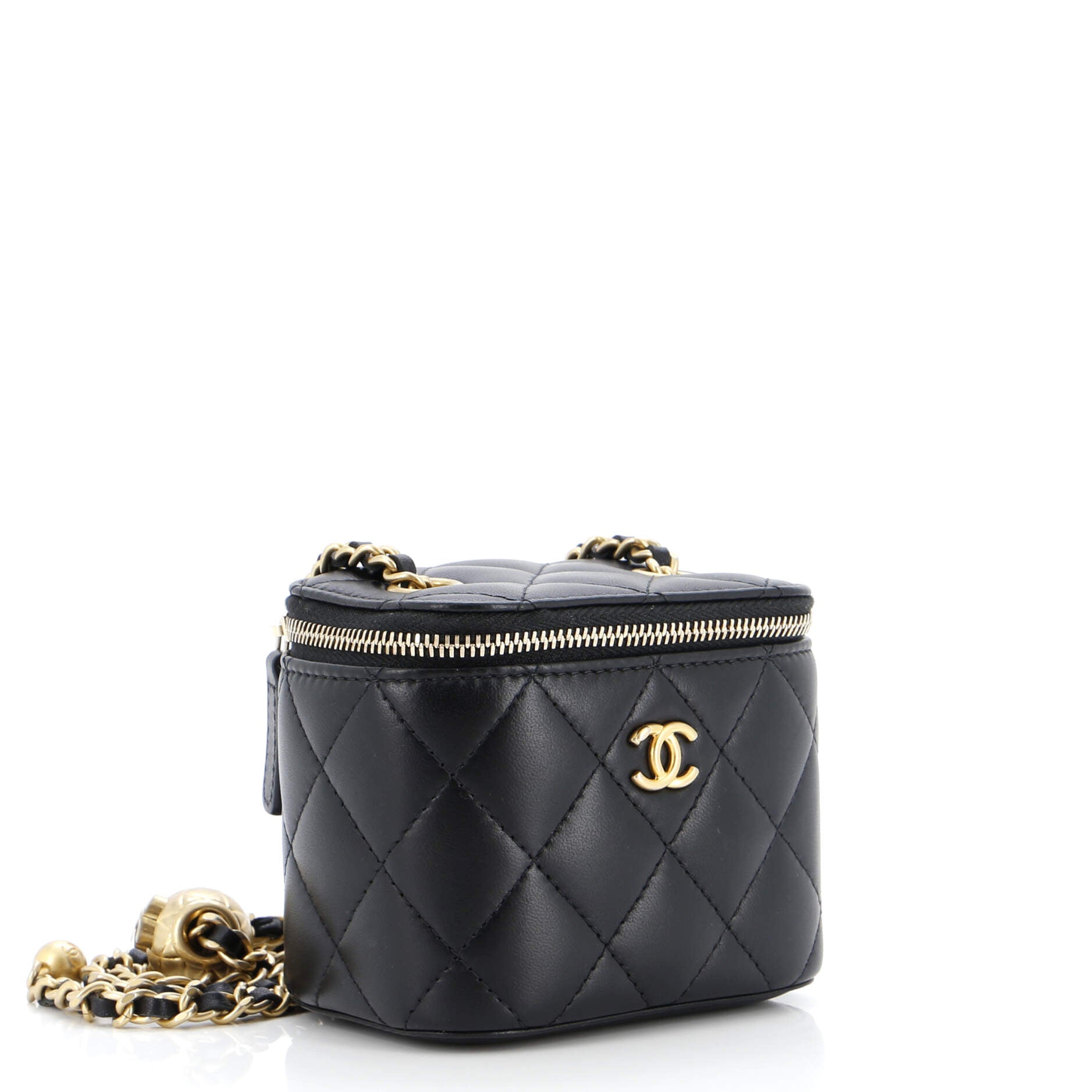 Pearl Crush Vanity Case with Chain Quilted Lambskin Mini