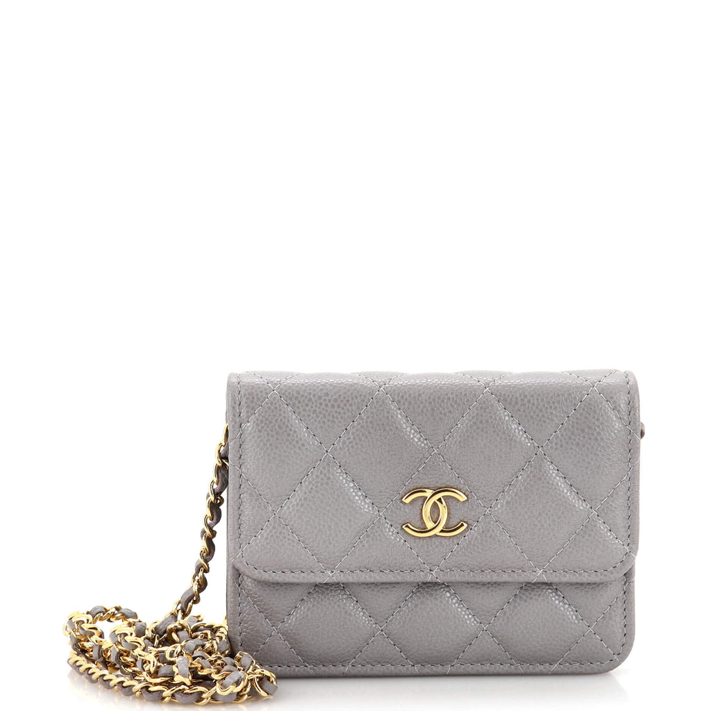 Miss Coco Strap Flap Clutch with Chain Quilted Caviar Mini