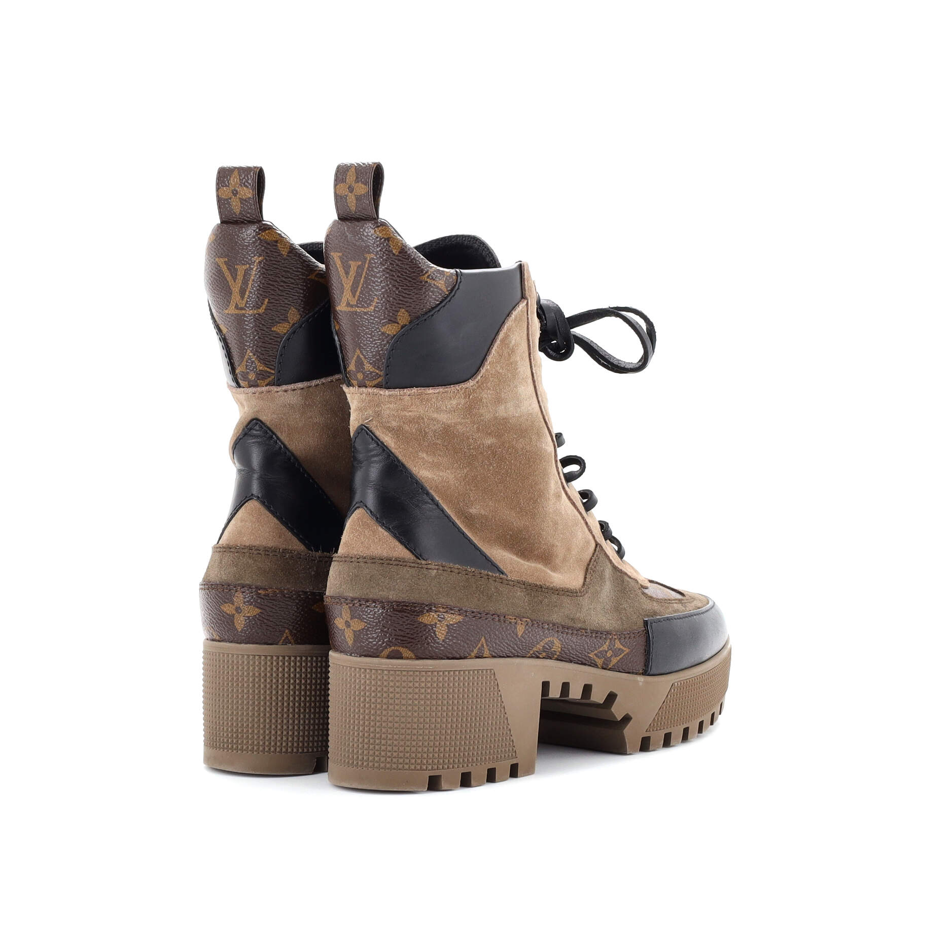 Women's Laureate Platform Desert Boots Suede with Monogram Canvas