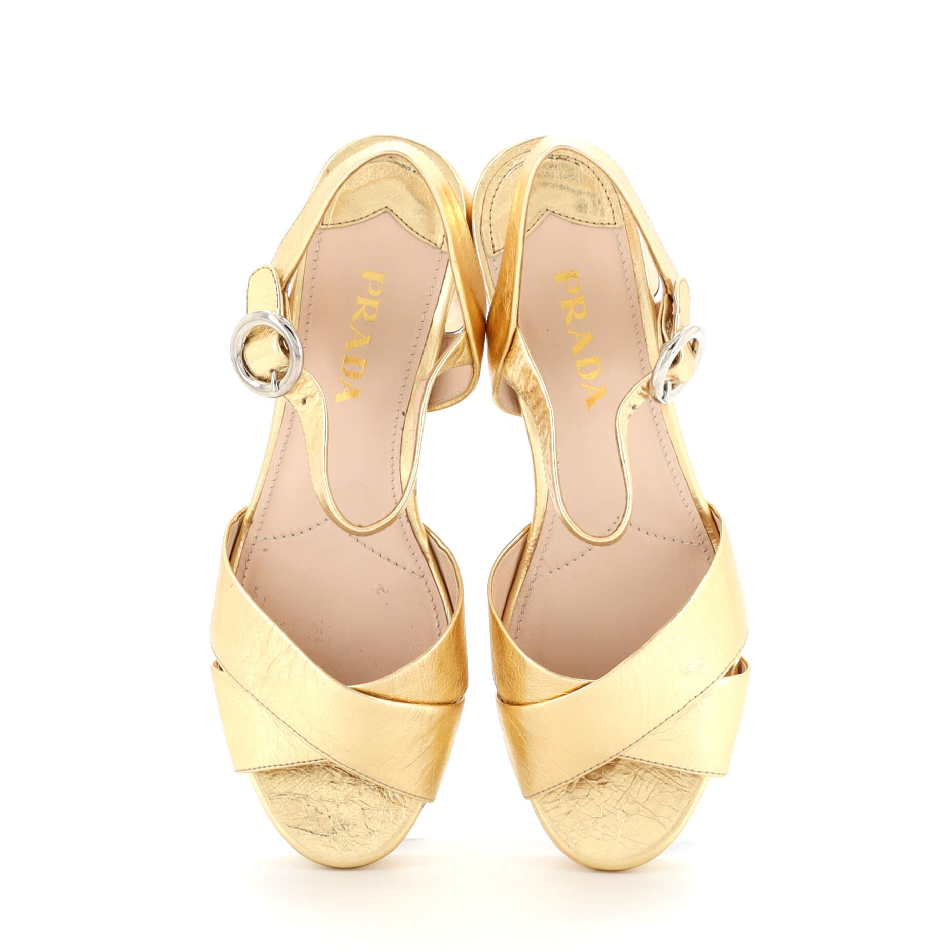Women's Criss Cross Platform Heeled Sandals Leather
