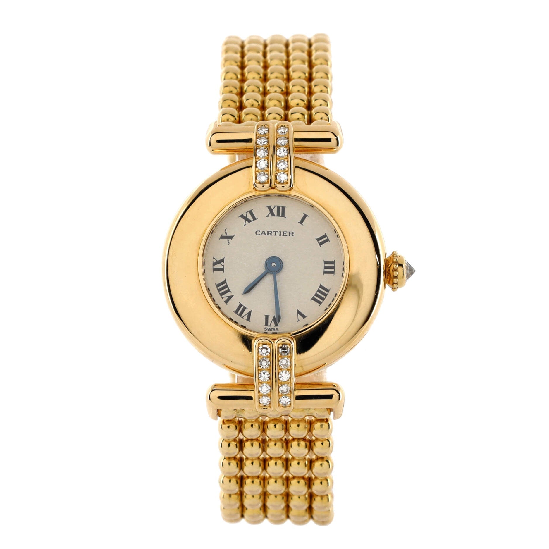 Must Colisee Quartz Watch Yellow Gold with Diamond Lugs 24