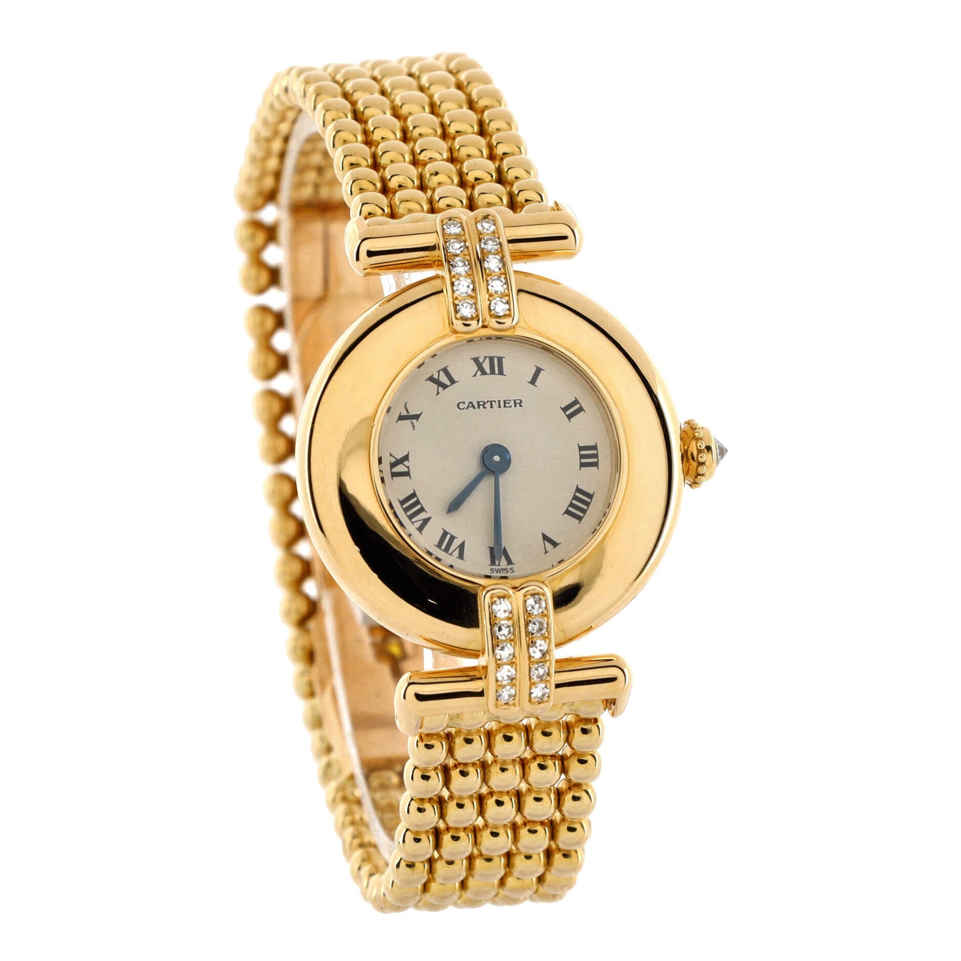 Must Colisee Quartz Watch Yellow Gold with Diamond Lugs 24