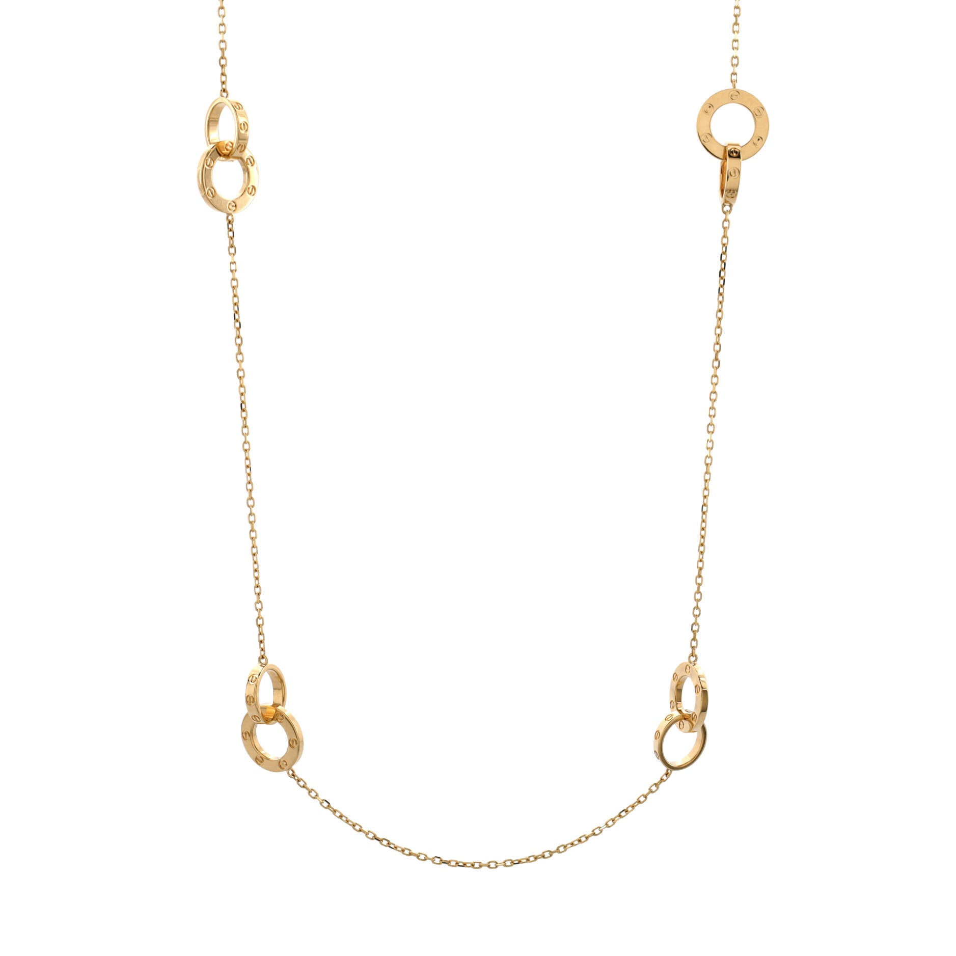 Love Interlocking Station Necklace 18K Yellow Gold