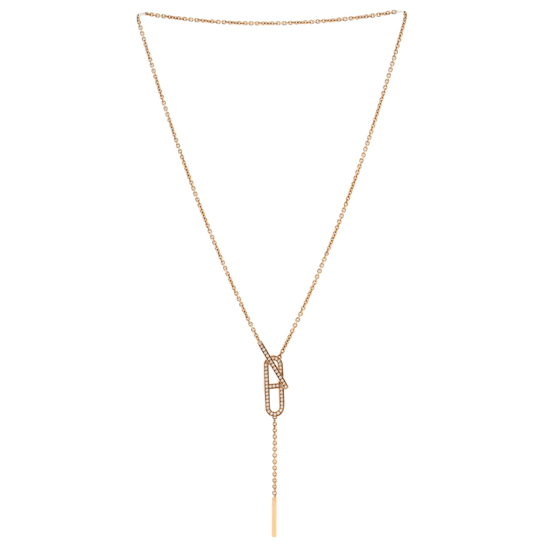 Ever Chaine d'Ancre Lariat Necklace 18K Rose Gold with Diamonds Small