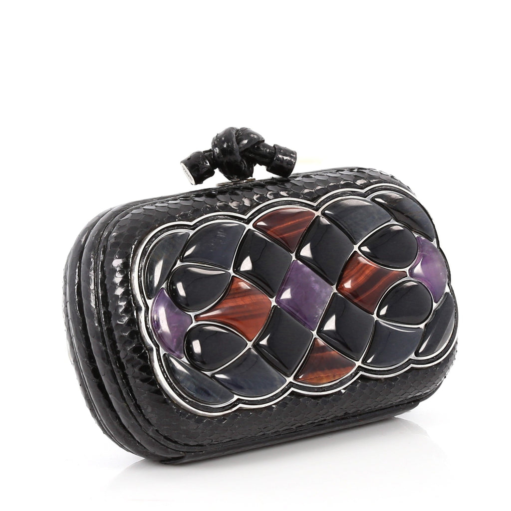 Box Knot Clutch Embellished Snakeskin Small