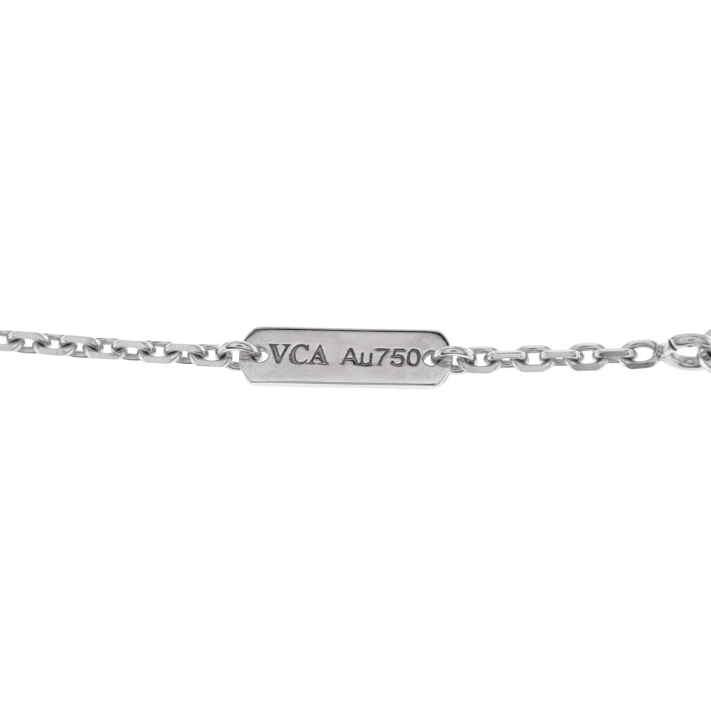 Vintage Alhambra Pendant Necklace Guilloche 18K White Gold