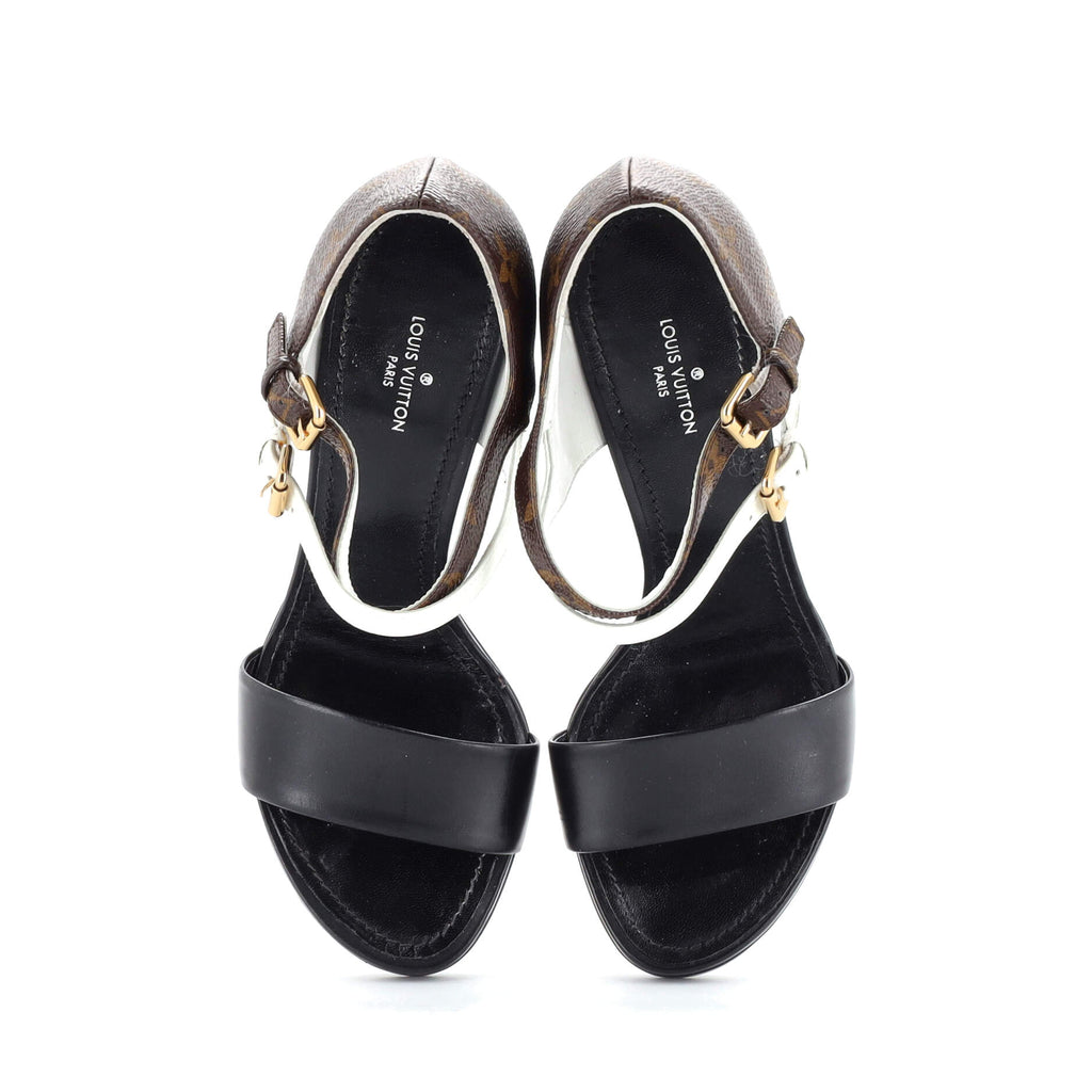 Women's Tricolor Heeled Sandals Monogram Canvas and Leather