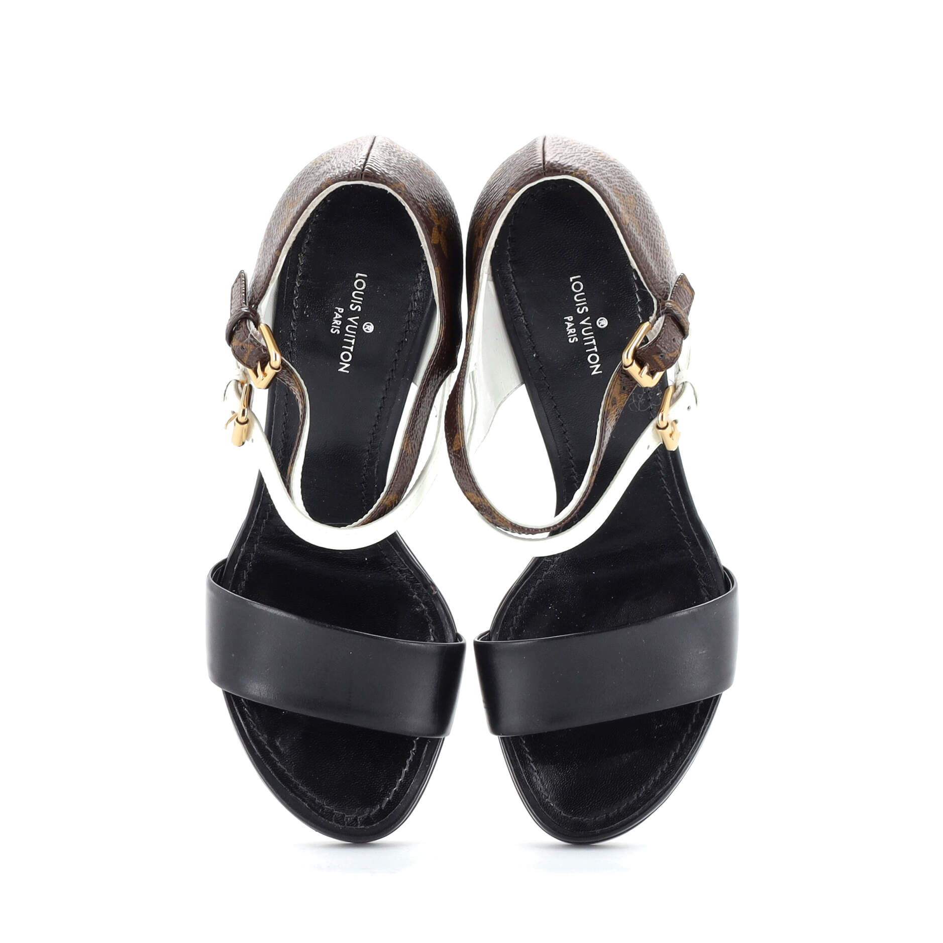 Women's Tricolor Heeled Sandals Monogram Canvas and Leather