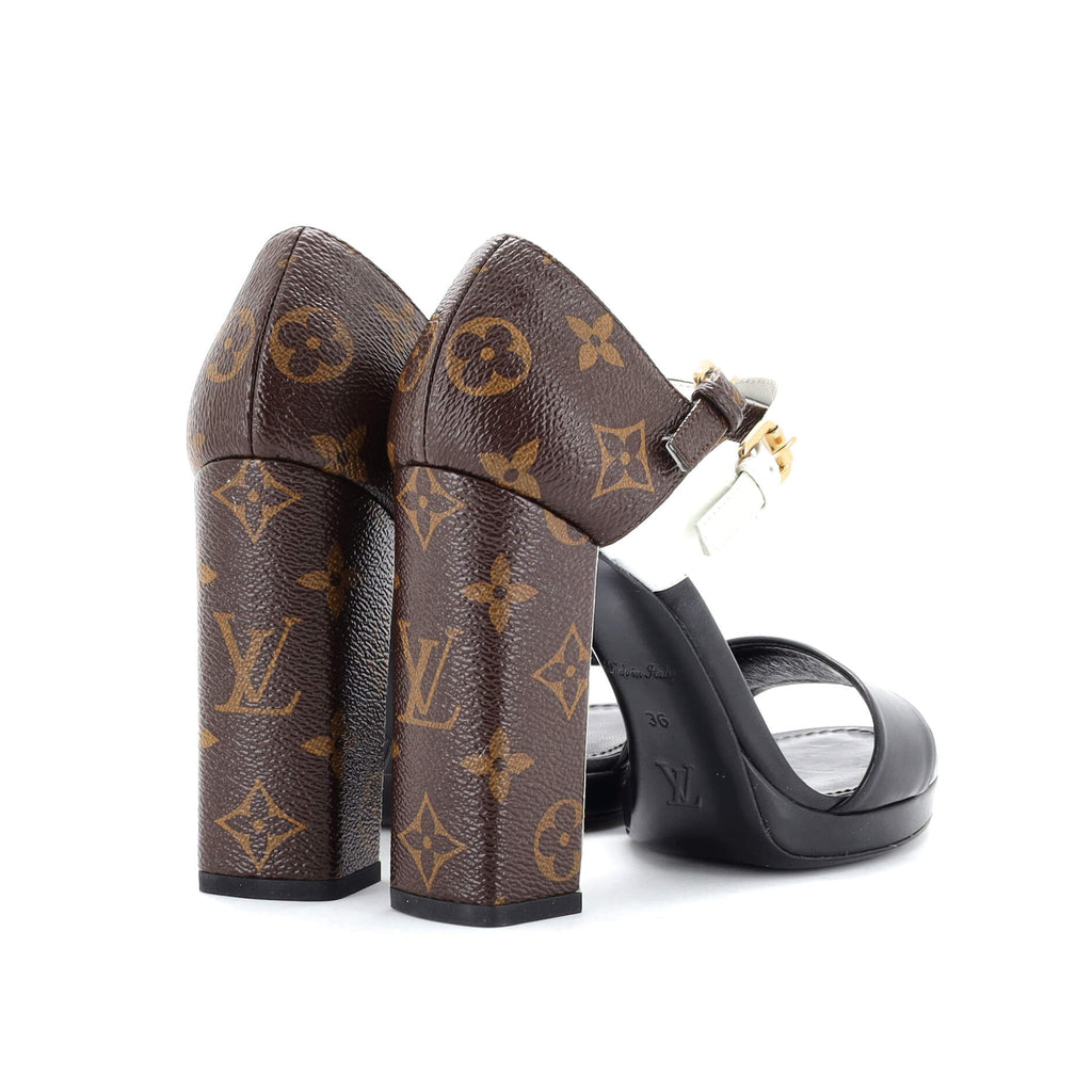 Women's Tricolor Heeled Sandals Monogram Canvas and Leather