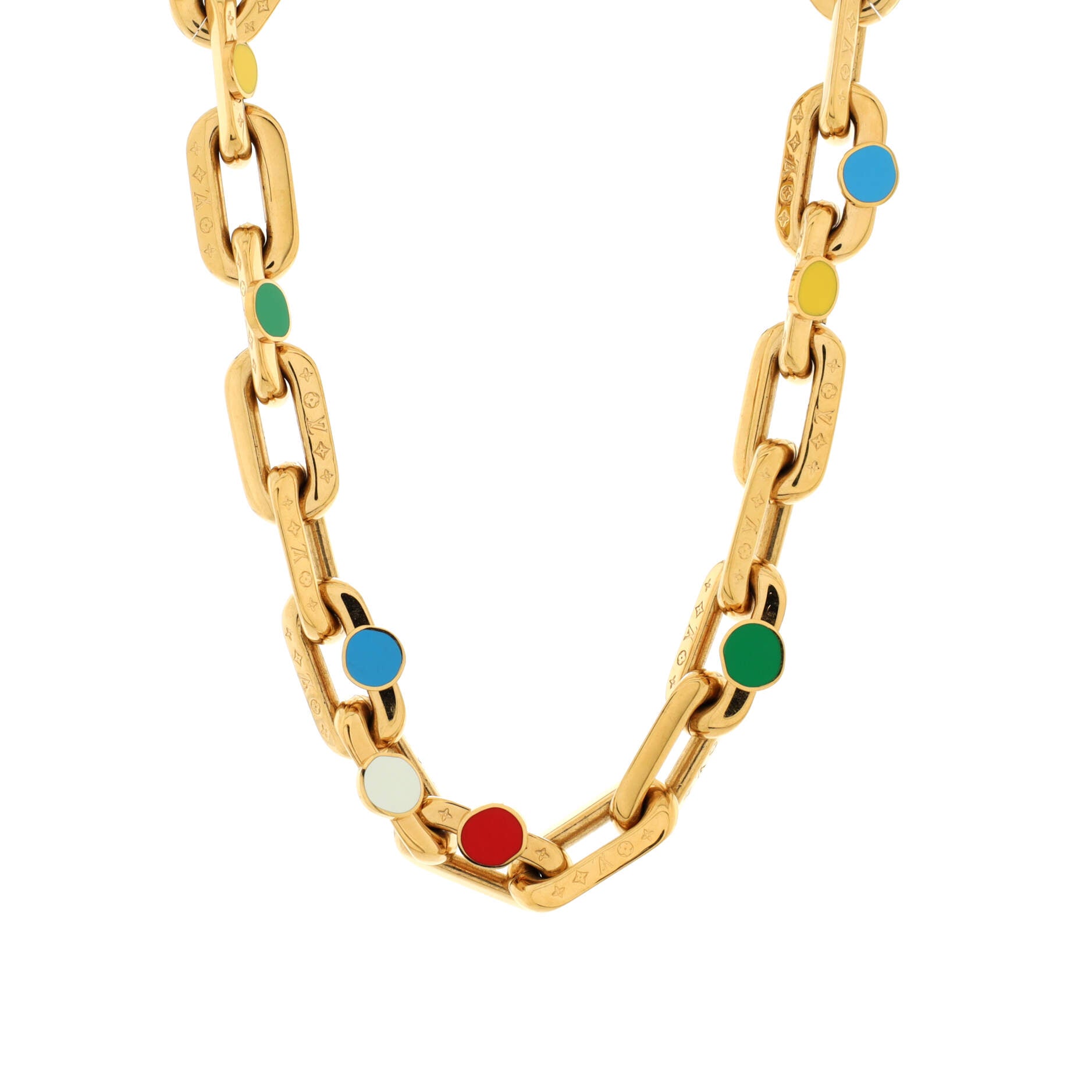 x YK LV Edge Painted Dots Necklace Metal with Enamel