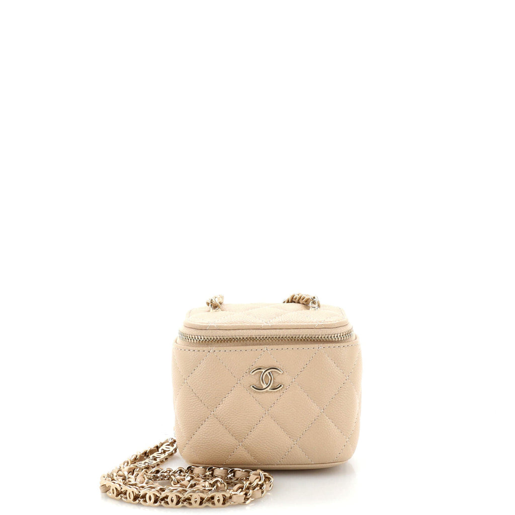 Classic Vanity Case with Chain Quilted Caviar Mini
