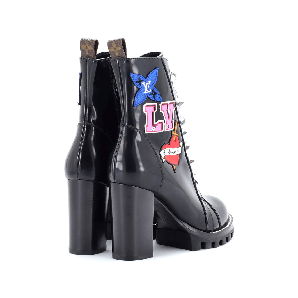 Women's Star Trail Ankle Boots Black Heart Monogram and Patent Leather