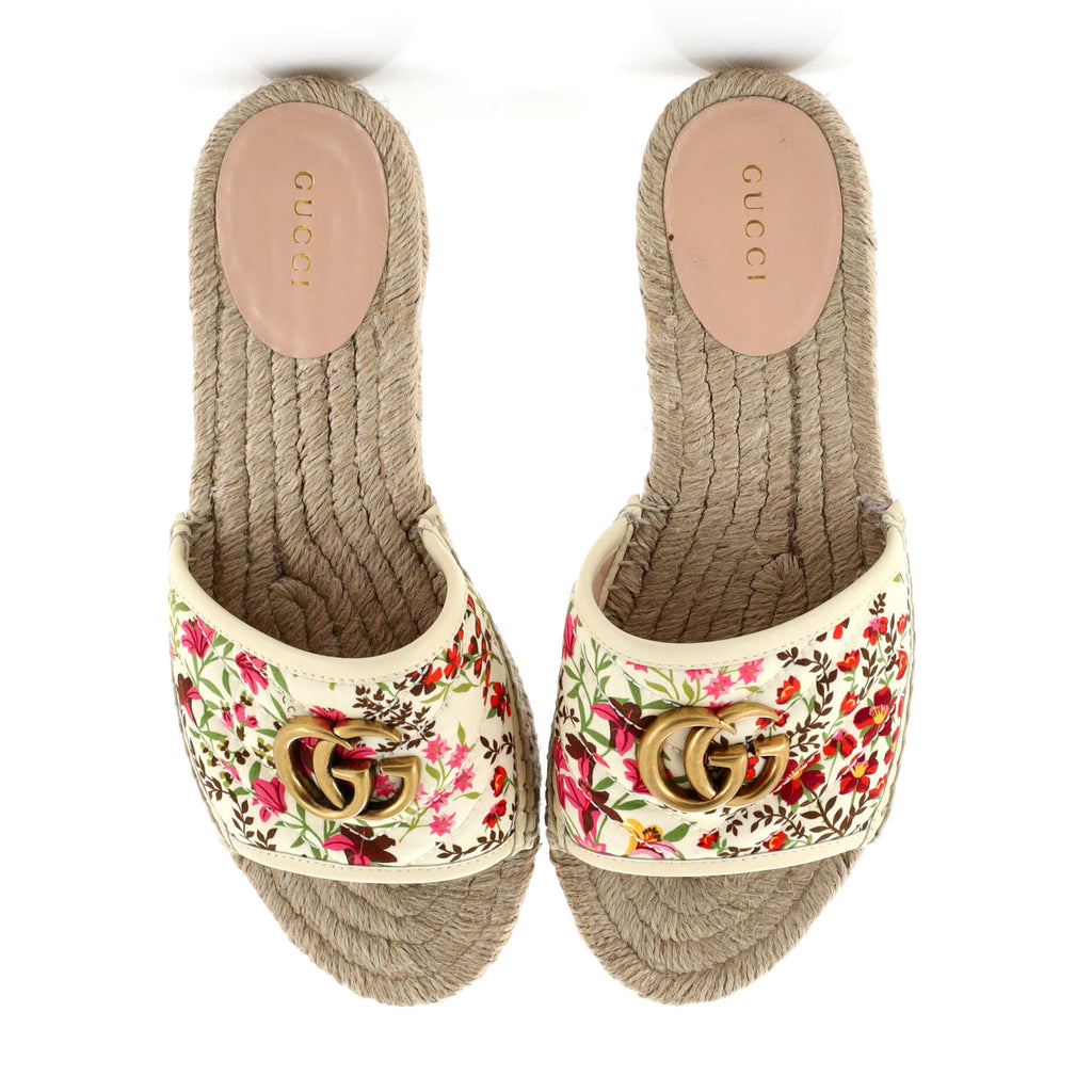 Women's GG Marmont Espadrilles Slide Sandals Quilted Printed Canvas