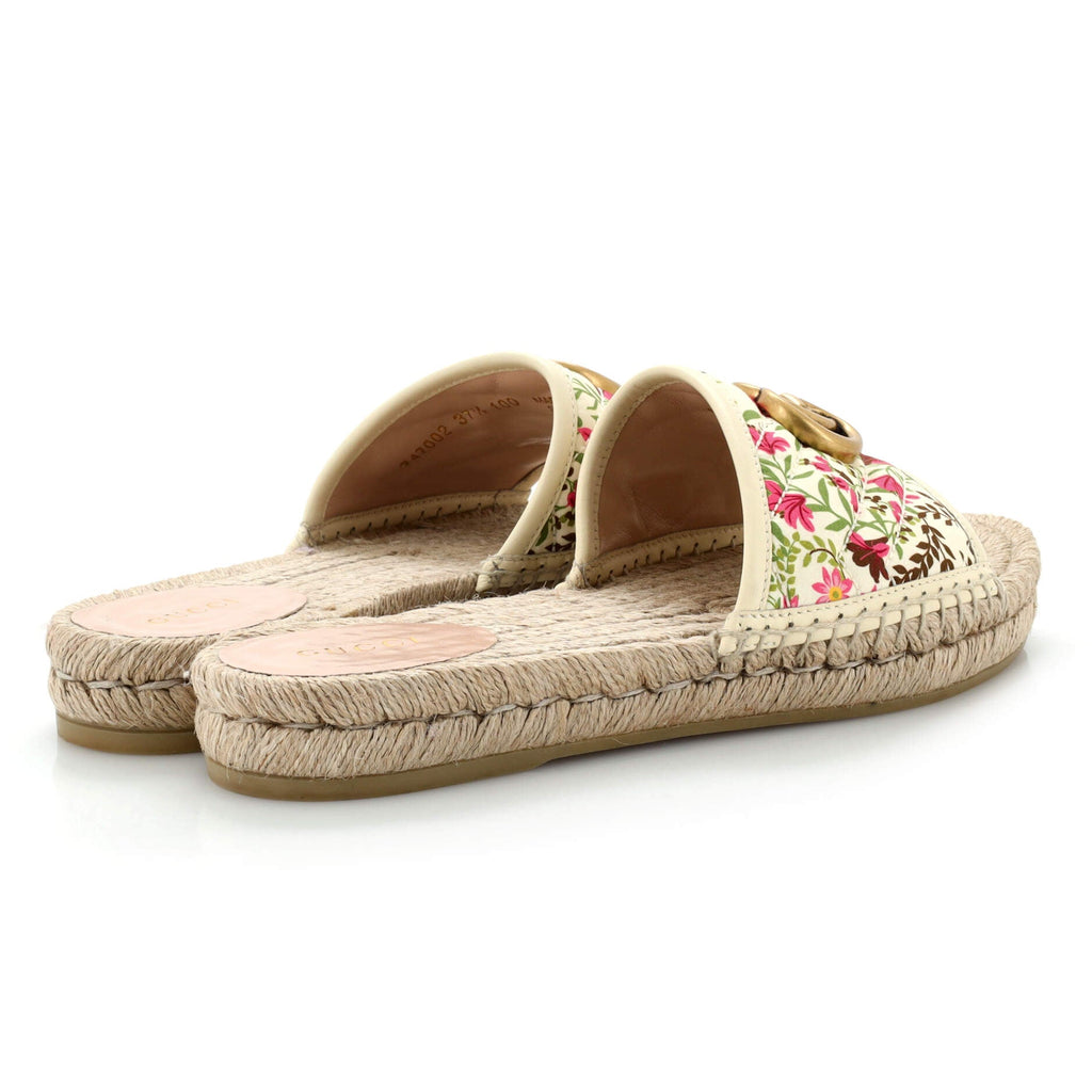 Women's GG Marmont Espadrilles Slide Sandals Quilted Printed Canvas