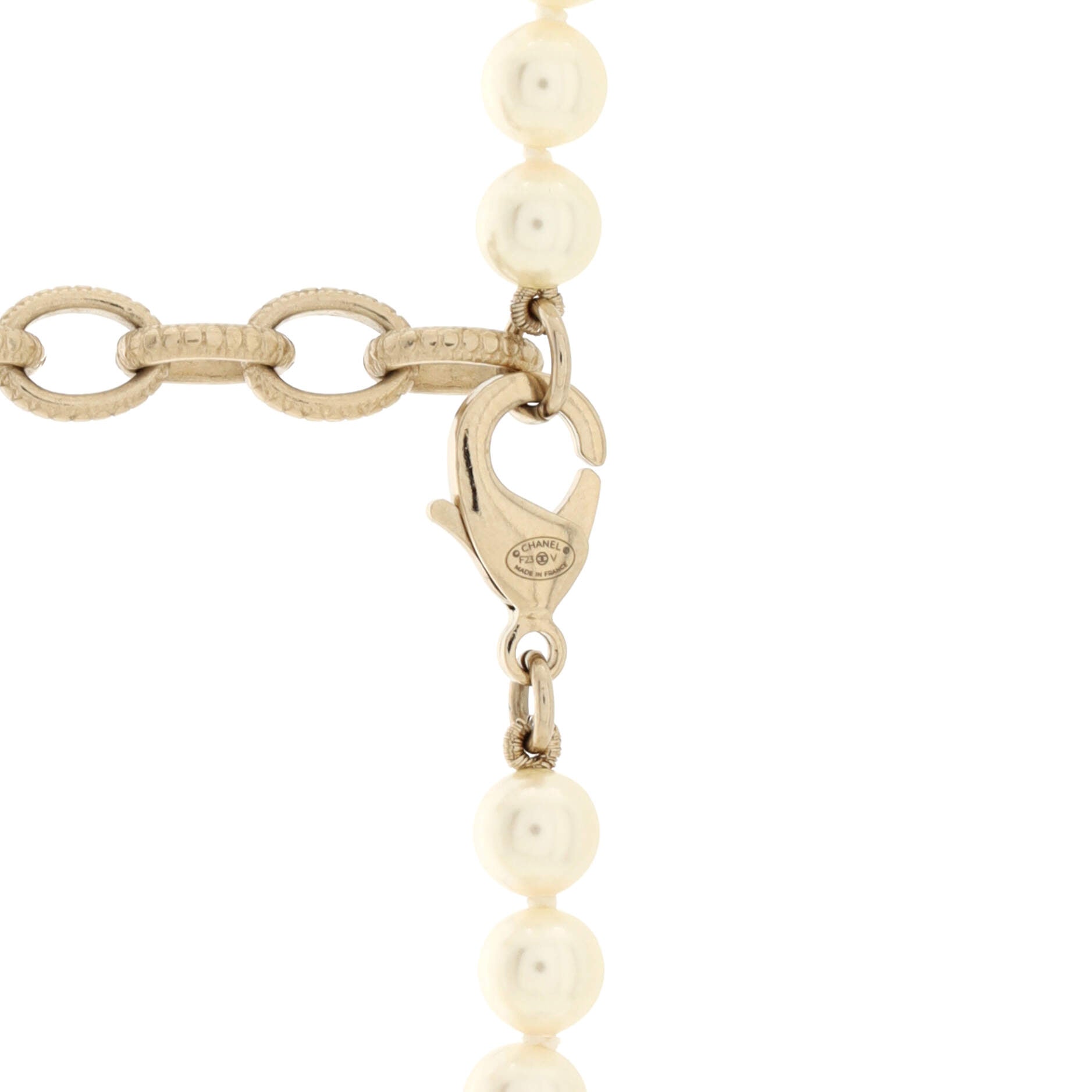 CC 100th Anniversary Short Necklace Metal with Faux Pearls and Crystals