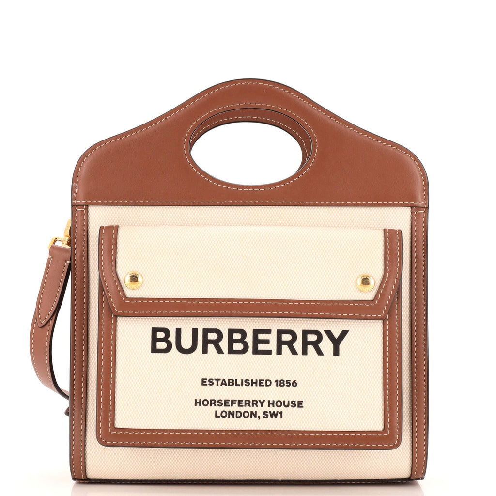 Logo Pocket Tote Canvas with Leather Mini