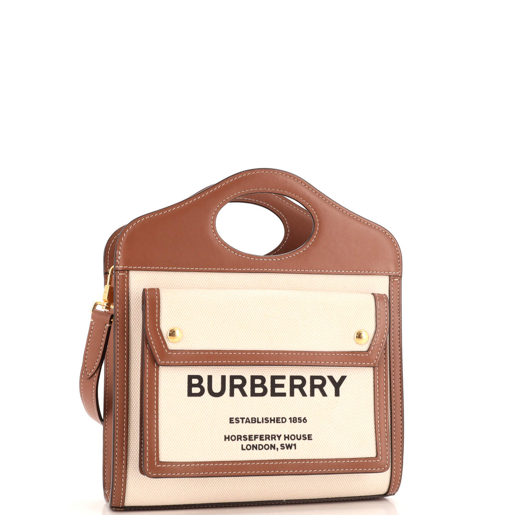 Logo Pocket Tote Canvas with Leather Mini
