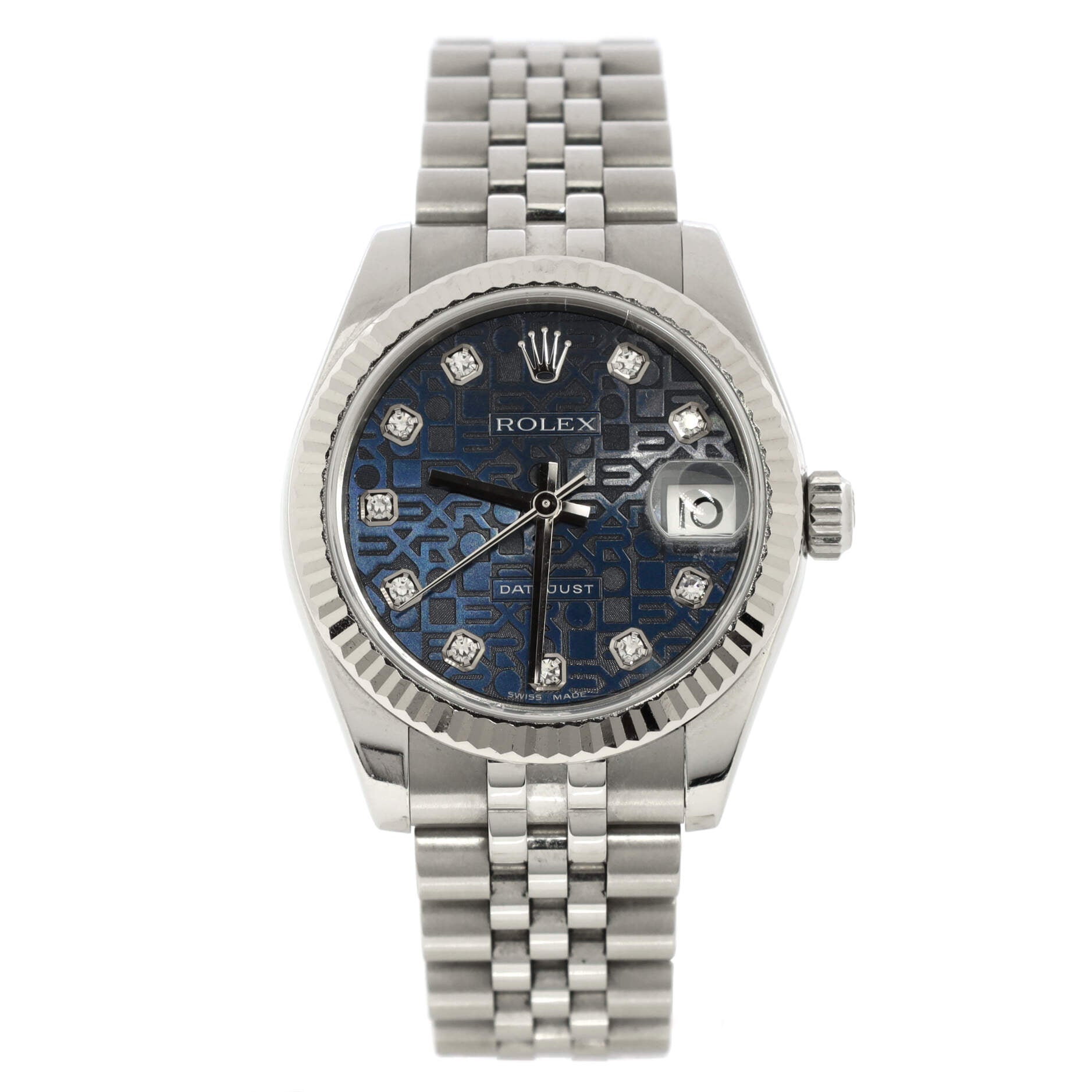 Oyster Perpetual Datejust Automatic Watch Stainless Steel and White Gold with Diamond Markers 31