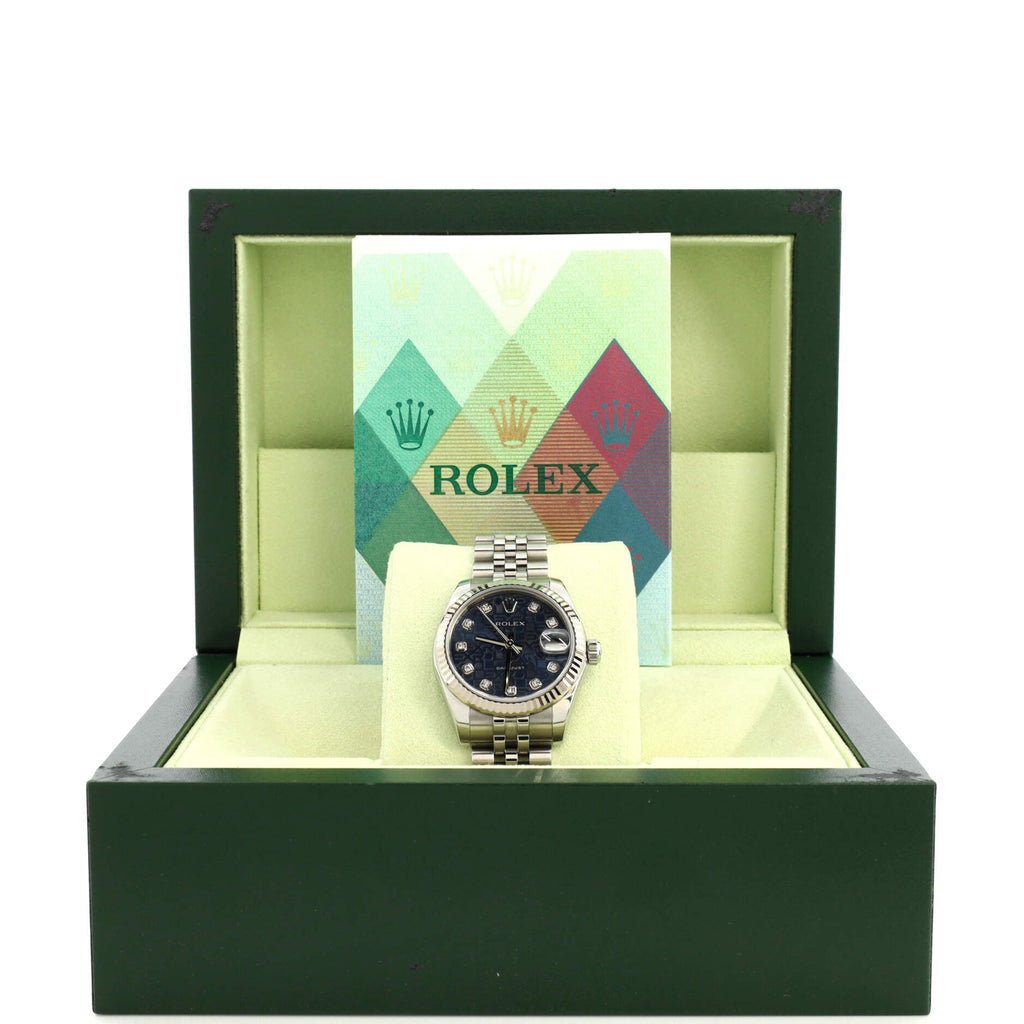 Oyster Perpetual Datejust Automatic Watch Stainless Steel and White Gold with Diamond Markers 31