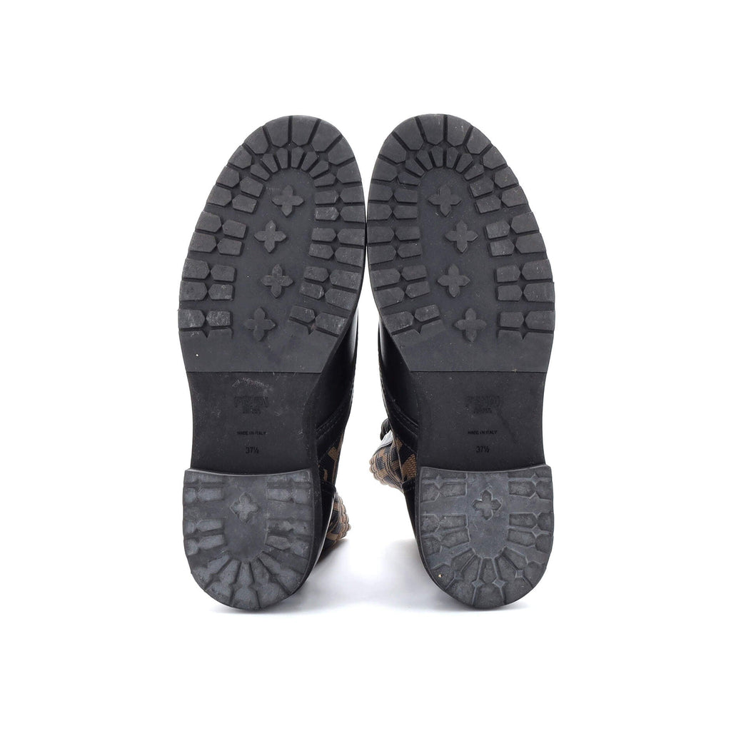 Women's Rockoko Combat Boots Leather and Zucca Knit Stretch Fabric