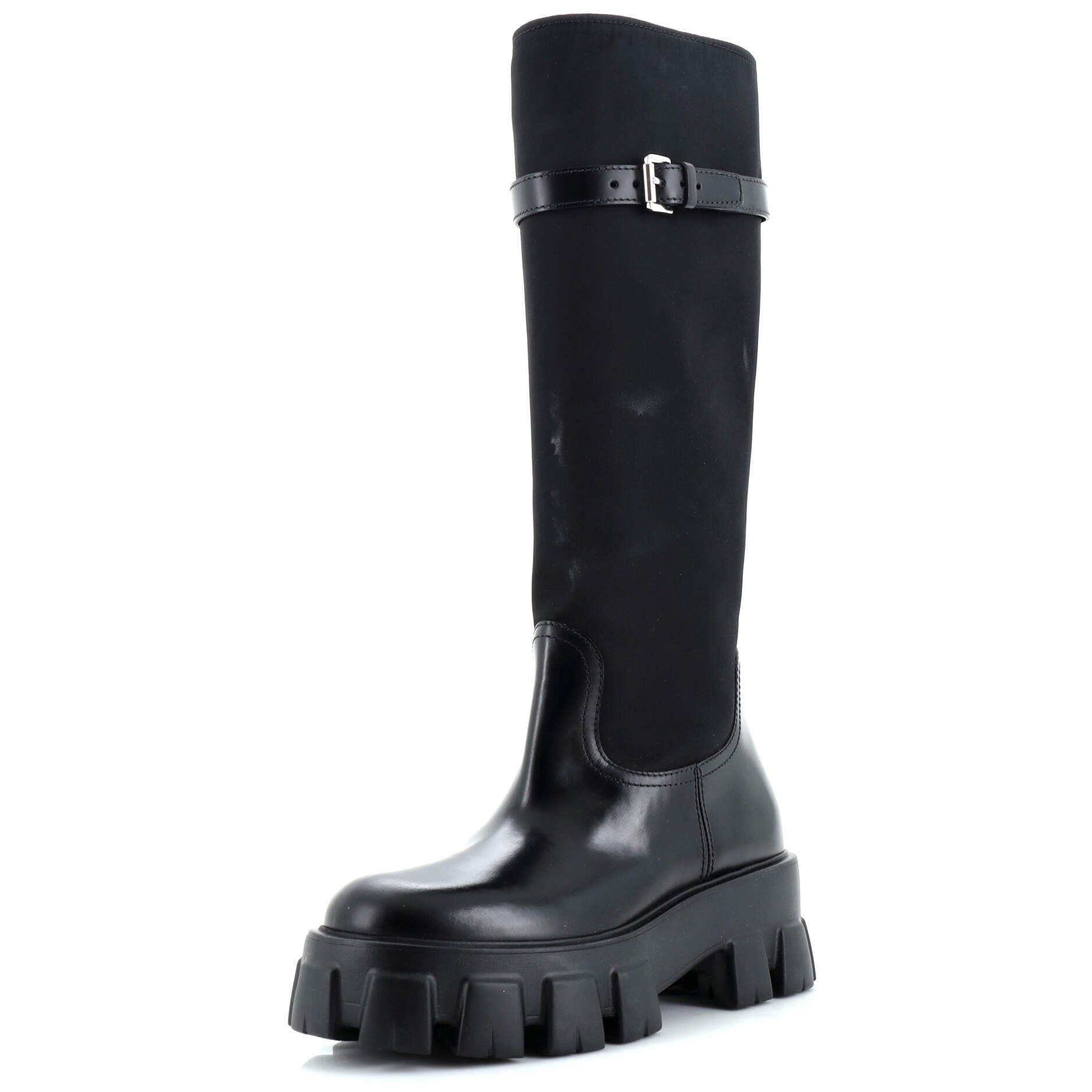Women's Monolith Knee High Boots Nylon and Leather