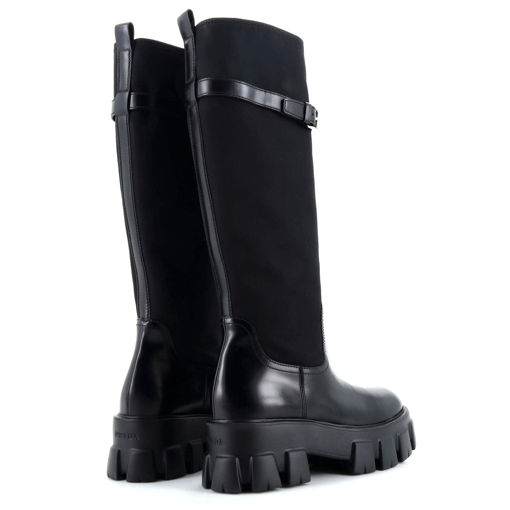 Women's Monolith Knee High Boots Nylon and Leather