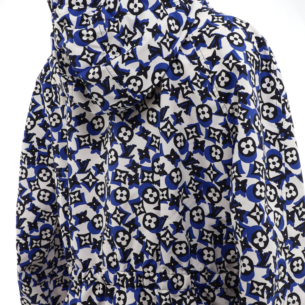 Women's Hooded Drawstring Zip Parka Monogram Nylon