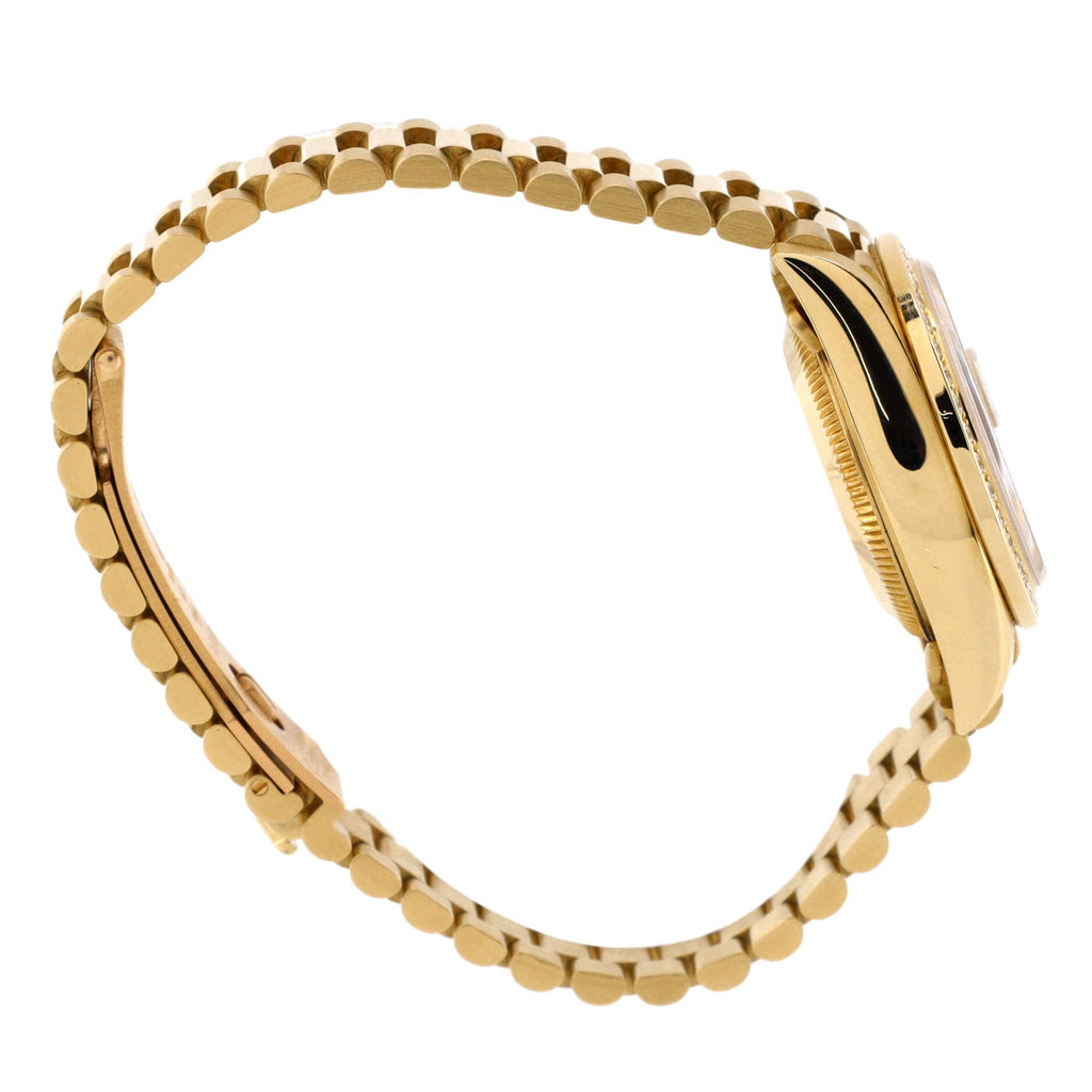 Oyster Perpetual President Datejust Automatic Watch Yellow Gold with Diamond Bezel and Markers 26
