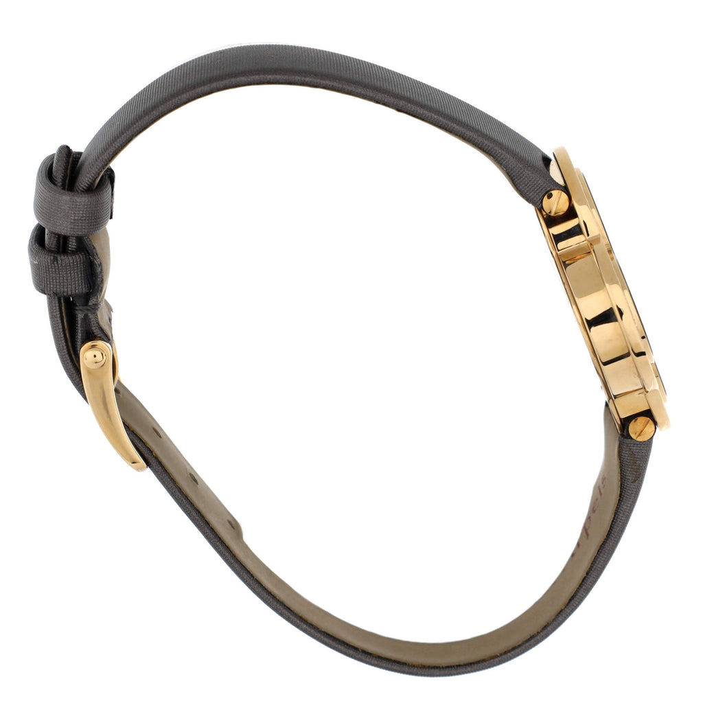 Alhambra Quartz Watch Yellow Gold and Satin with Diamond Bezel and Onyx 26